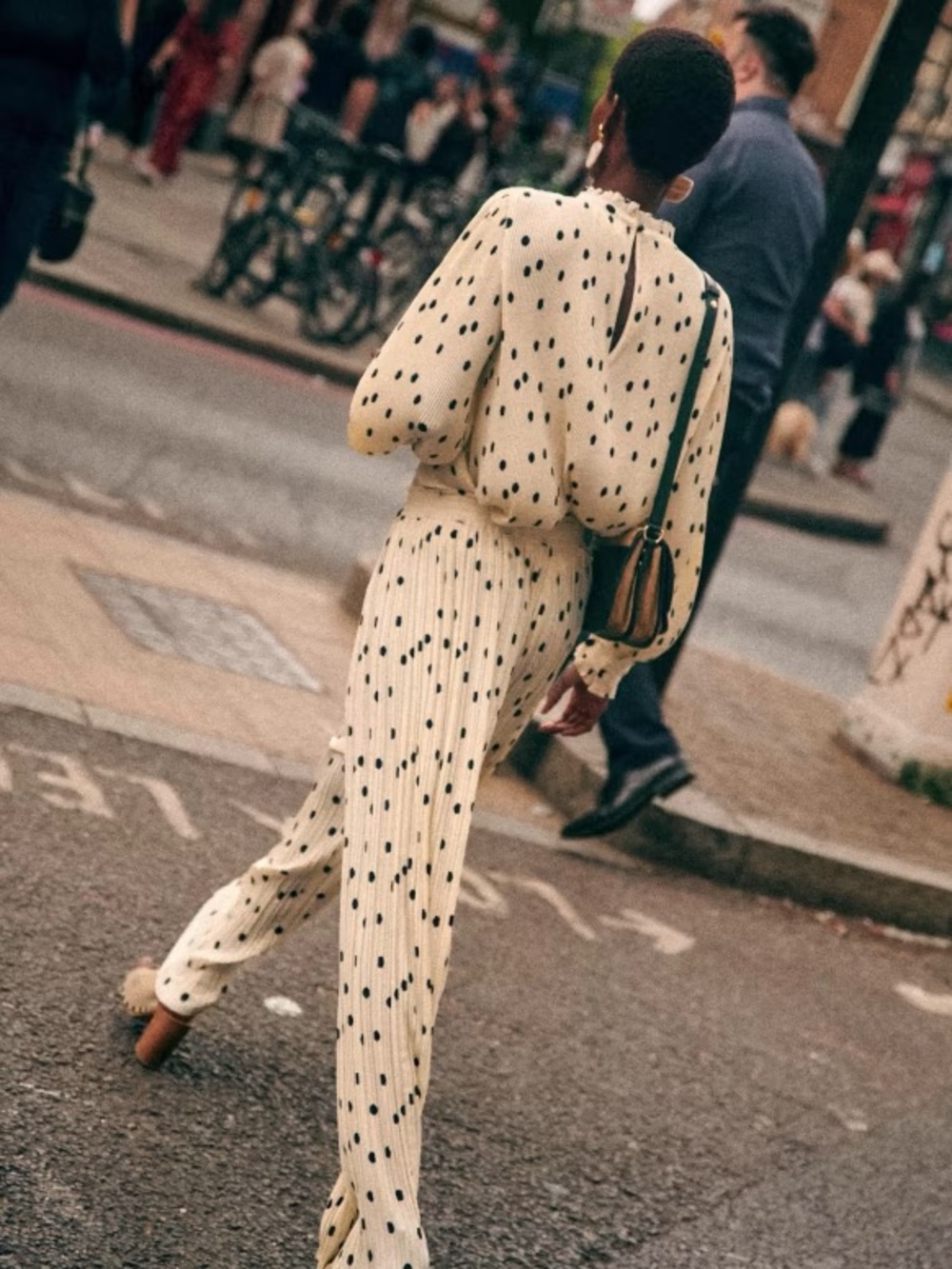 Sezane CYRANO TROUSERS FR38/US6 Cream with Black Polka Dots